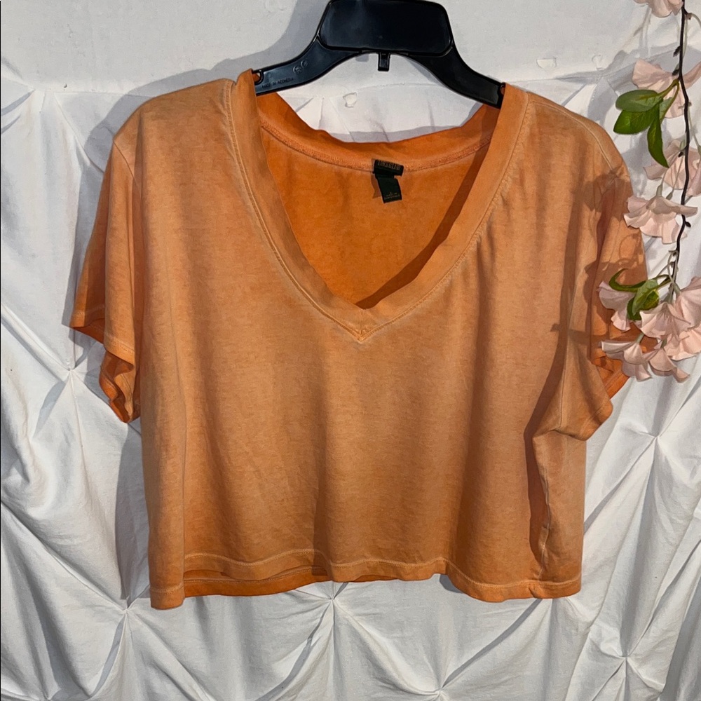 wild fable Orange Cropped V-Neck Tee